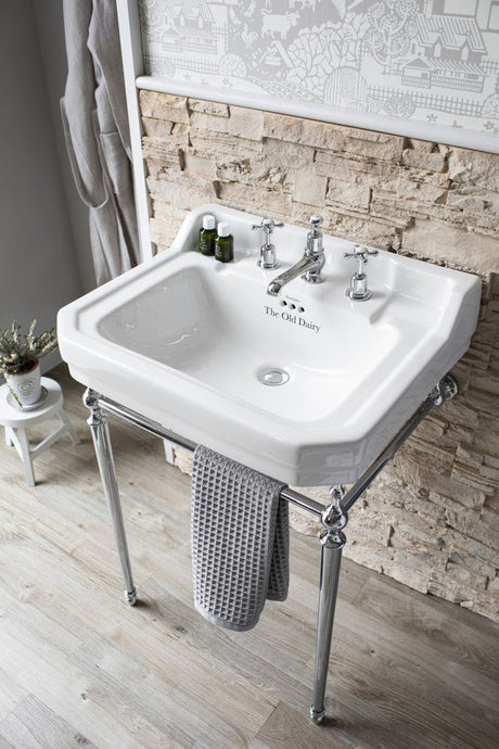 Burlington Edwardian 2 Tapholes Pedestal Basin 560 x 470mm - White - B42THTRA - TAP 'N' SHOWER