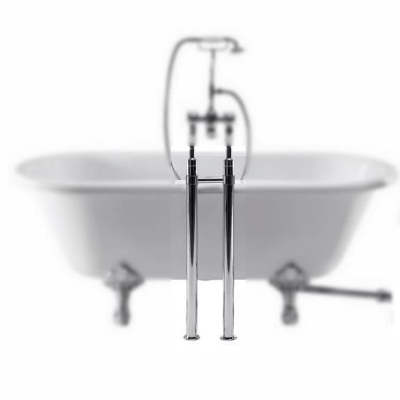 Burlington Stand Over Rim Pipes With Horizontal Support Bar (Pair) - Nickel - W7NKL - TAP 'N' SHOWER