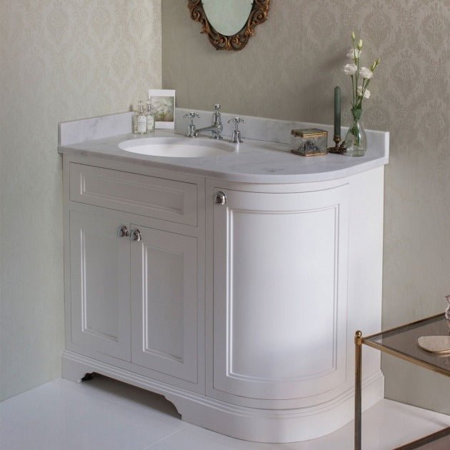 Burlington Matt White Freestanding Left Hand Curved 3 Door Vanity Unit ONLY 1000mm - FC2W - TAP 'N' SHOWER