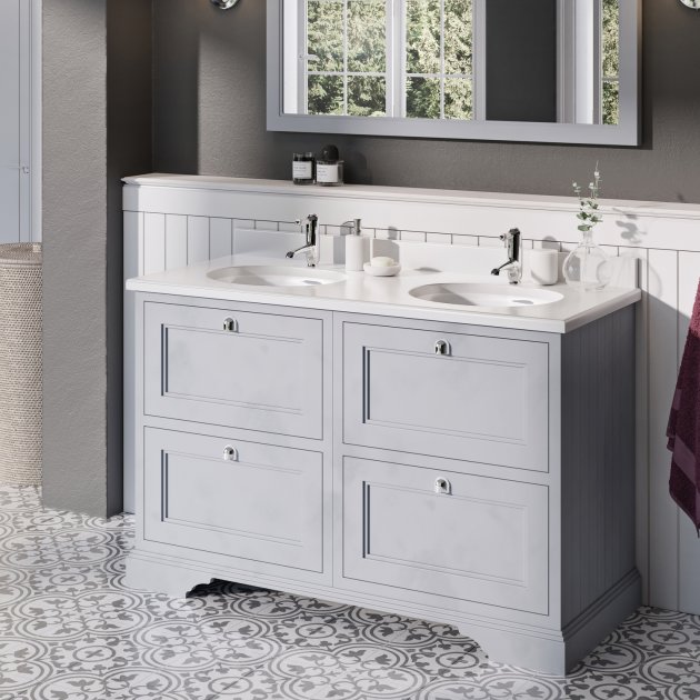 Burlington Matt White Freestanding 4 Drawer Vanity Unit ONLY 1300mm - FC10W - TAP 'N' SHOWER