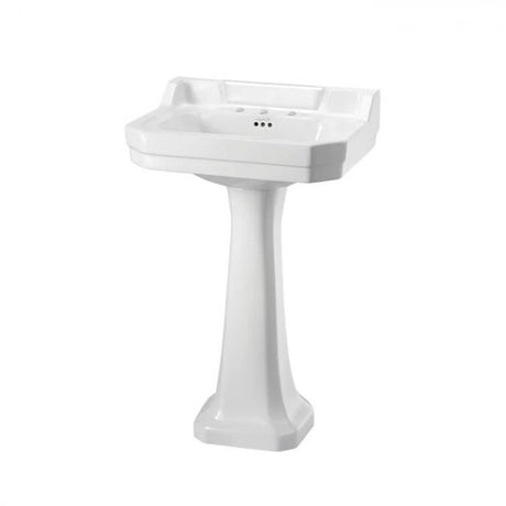 Burlington Edwardian White 3 Tap Hole Square Basin 56cm - B43TH - TAP 'N' SHOWER