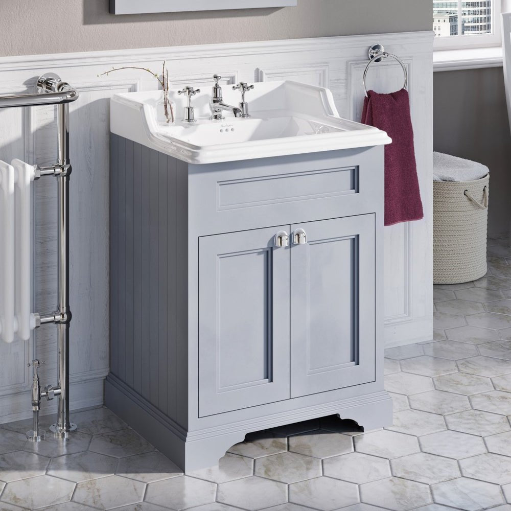 Burlington Grey Freestanding 2 Door Vanity Unit ONLY 650mm - FF8G - TAP 'N' SHOWER