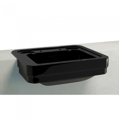 Burlington 2 Tapholes Semi - Recessed Basin 580mm - Jet Black - B122THJET - TAP 'N' SHOWER
