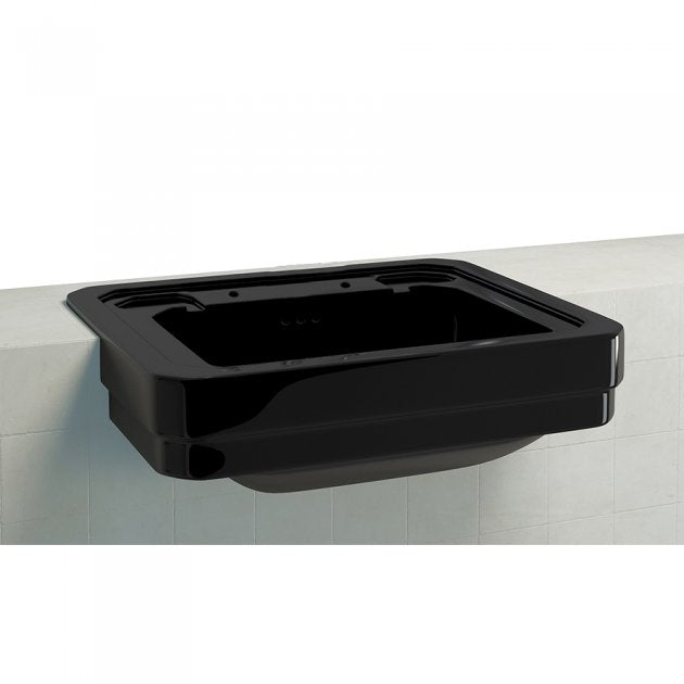 Burlington 2 Tapholes Semi - Recessed Basin 580mm - Jet Black - B122THJET - TAP 'N' SHOWER