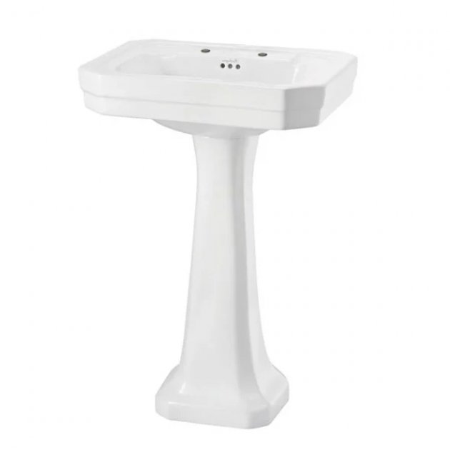 Burlington Victorian White 2 Tap Hole Basin 61cm - B32TH - TAP 'N' SHOWER