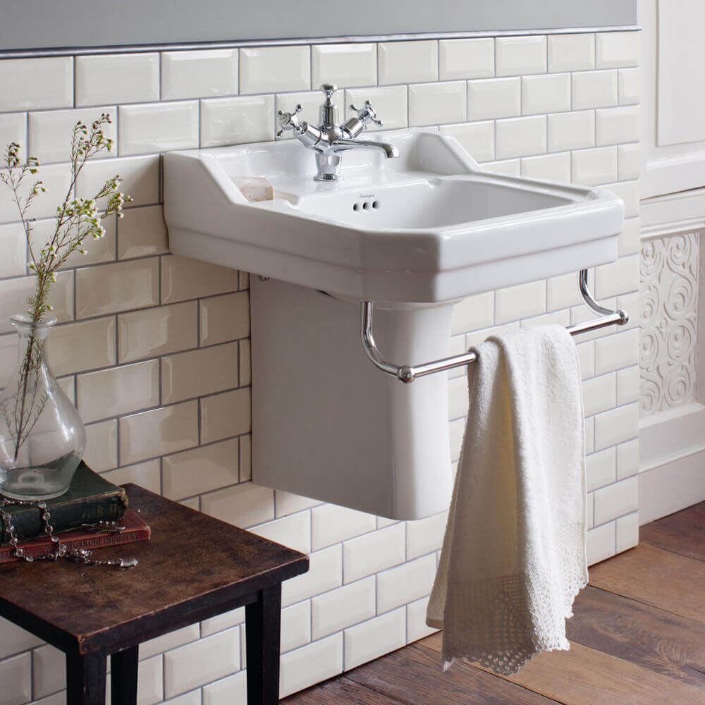 Burlington Victorian White 2 Tap Hole Basin 56cm - B22TH - TAP 'N' SHOWER