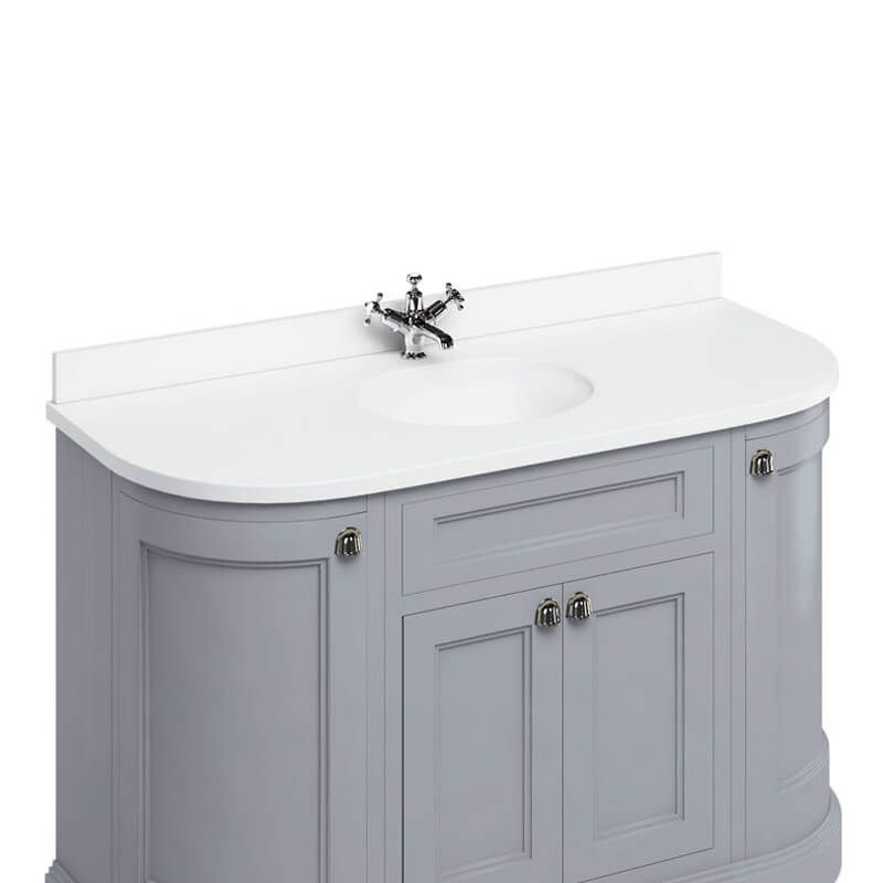 Burlington Minerva Curved White Worktop with Integrated Basin 134cm - BW13 - TAP 'N' SHOWER