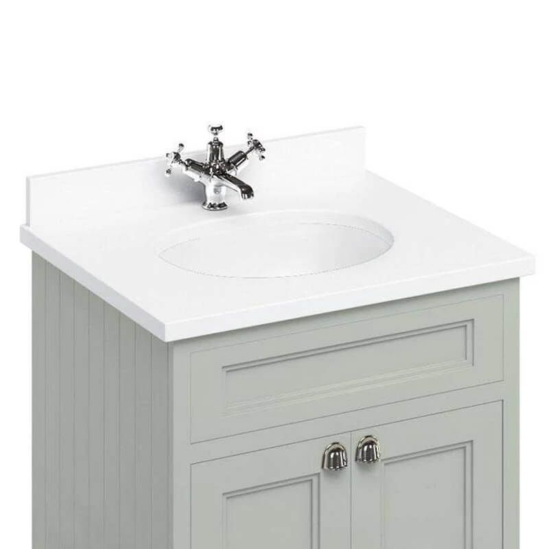 Burlington Minerva White Worktop with Integrated Basin 67cm - BW66 - TAP 'N' SHOWER