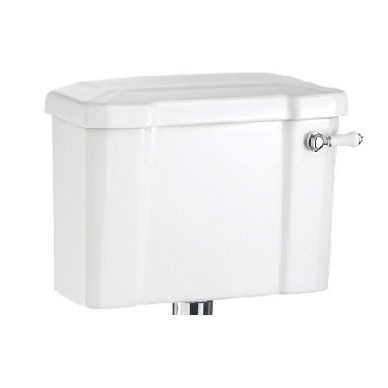 Burlington White Cistern & Lid with White Ceramic Lever 510mm - C1 - TAP 'N' SHOWER