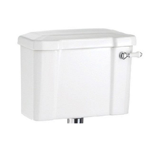Burlington White Cistern & Lid with White Ceramic Lever 510mm - C1 - TAP 'N' SHOWER