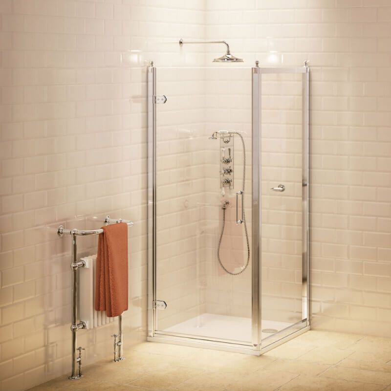 Burlington Glass Side Panel 900mm - Chrome - C14 - TAP 'N' SHOWER