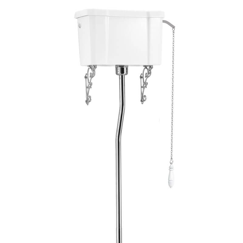 Burlington White High Level Cistern Single Flush Chain Pull Cistern With Chain & Ceramic Handle - C28S - TAP 'N' SHOWER