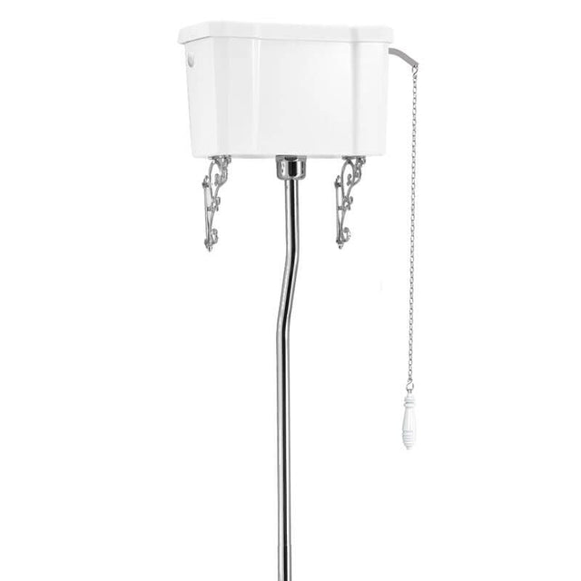 Burlington White High Level Cistern Single Flush Chain Pull Cistern With Chain & Ceramic Handle - C28S - TAP 'N' SHOWER