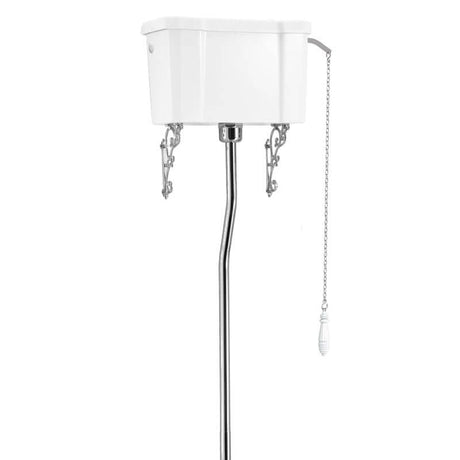 Burlington White High Level Cistern Single Flush Chain Pull Cistern With Chain & Ceramic Handle - C28S - TAP 'N' SHOWER