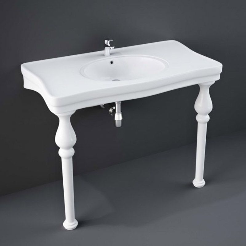 Rak Console Deluxe 105cm Basin 2 Tap Holes - White - CONLARG2 - TAP 'N' SHOWER