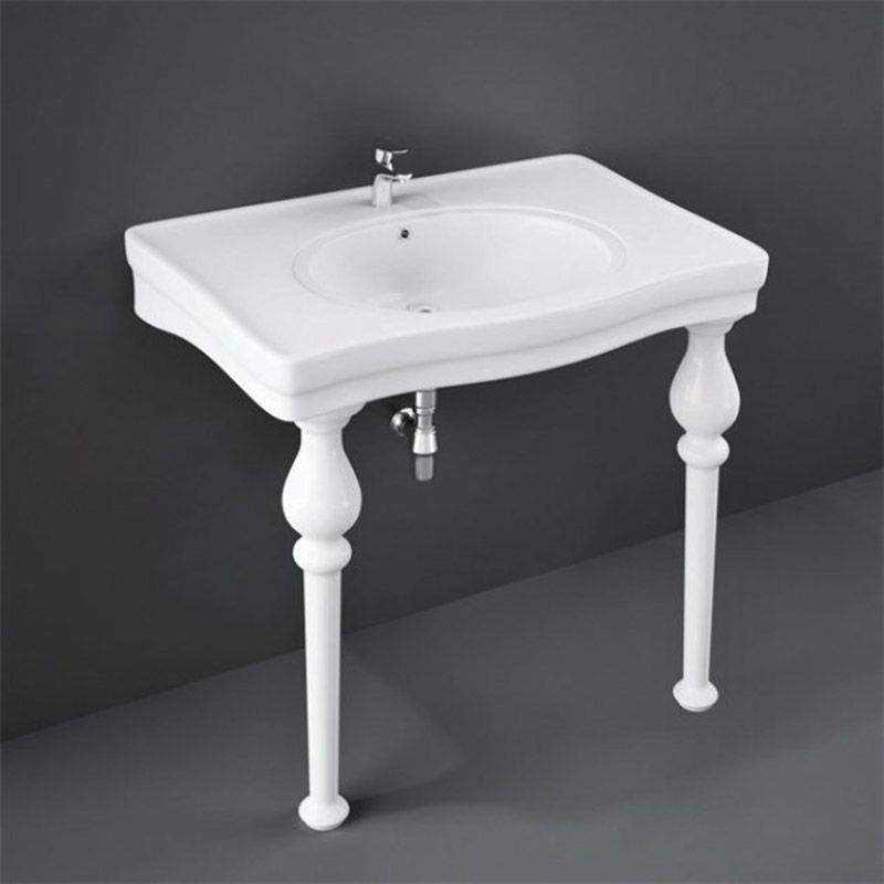 Rak Console Alexandra Basin 1 Tap Hole 850mm - White - CONSMAL1 - TAP 'N' SHOWER