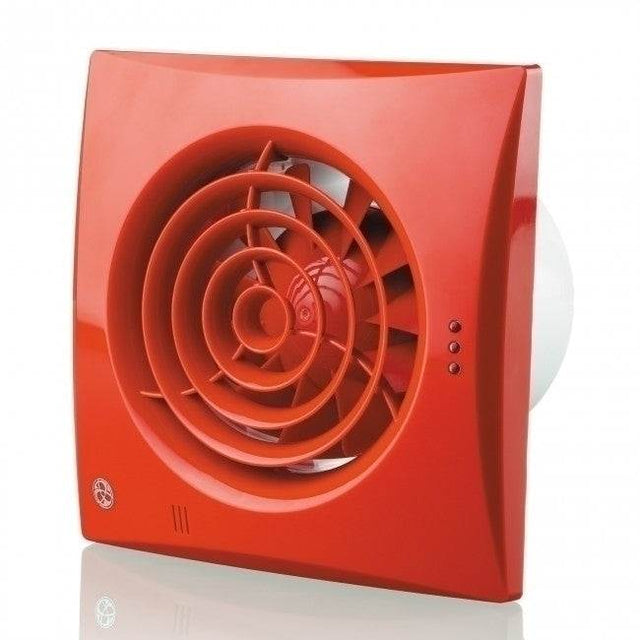 4-inch 100mm Blauberg Calm red low noise bathroom extractor fan with PIR motion detector and energy efficient design