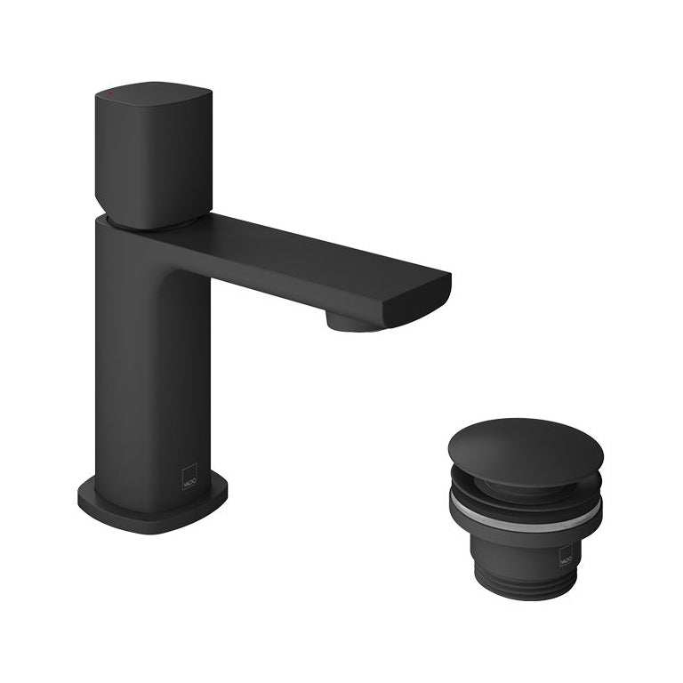 Vado Cameo Leverless Mini Mono Basin Mixer Tap and Universal Waste - Matt Black - CAM-100M/CC-MB