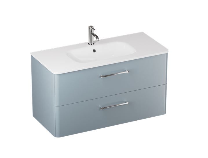 Britton Camberwell 2 Drawer Wall Hung Vanity Unit 1000mm - Dusty Blue - C100DDB - TAP 'N' SHOWER