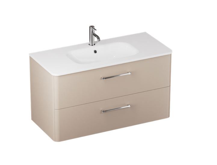 Britton Camberwell 2 Drawer Wall Hung Vanity Unit 1000mm - Warm Beige - C100DDM - TAP 'N' SHOWER