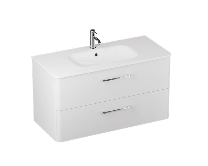 Britton Camberwell 2 Drawer Wall Hung Vanity Unit 1000mm - Frosted White - C100DDW - TAP 'N' SHOWER