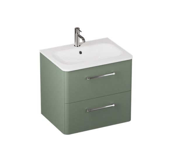 Britton Camberwell Wall Hung 2 - Drawer Vanity Unit 600mm - Earthy Green - C60DDG - TAP 'N' SHOWER