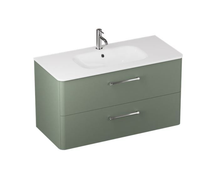 Britton Camberwell 2 Drawer Wall Hung Vanity Unit 800mm - Earthy Green - C80DDG - TAP 'N' SHOWER