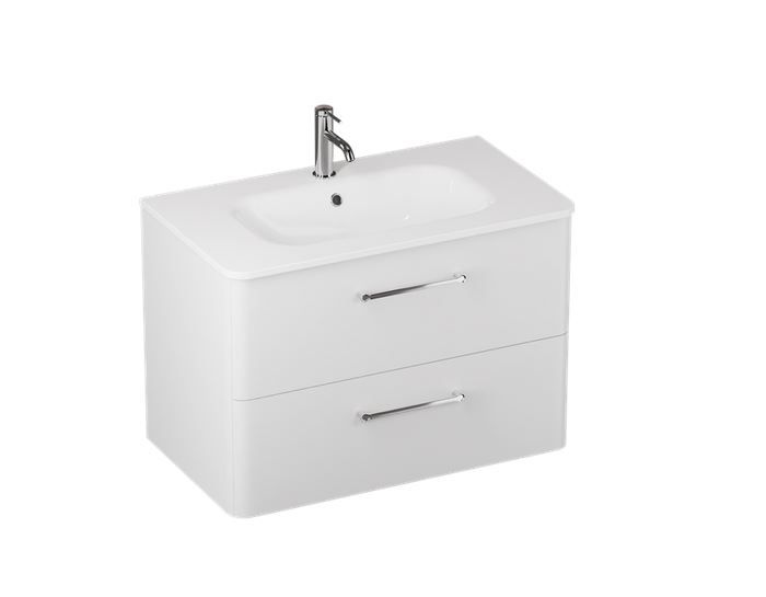 Britton Camberwell 2 Drawer Wall Hung Vanity Unit 800mm - White - C80DDW - TAP 'N' SHOWER