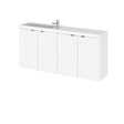 Hudson Reed Fusion wall hung 4-door vanity unit with 1200mm wide rectangular basin in gloss white