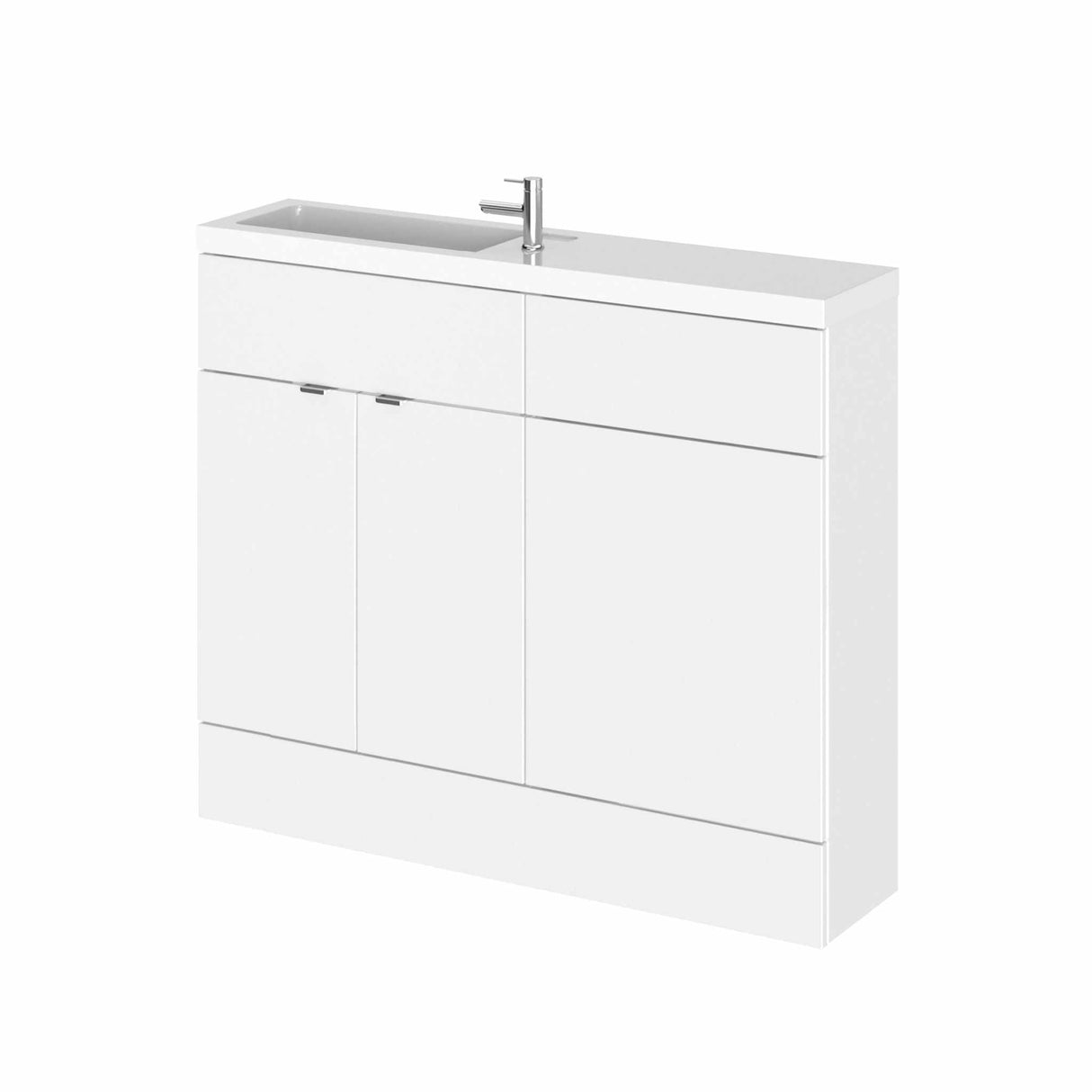 Hudson Reed Fusion floor standing compact combination unit with rectangular slimline basin in gloss white finish
