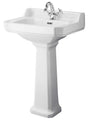 Hudson Reed Richmond white square basin with comfort height full pedestal and single tap hole design