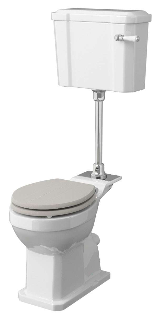 Launde Abbey Richmond Comfort Height Mid Level Pan with Cistern and Flush Pipe Kit - White - TAP 'N' SHOWER