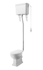 Launde Abbey Carlton High Level Pan and Cistern with Flush Pipe Kit - White - TAP 'N' SHOWER