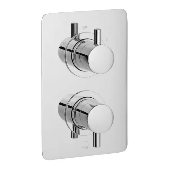 Vado Celsius 2 Outlet 2 Handle Thermostatic Valve - Chrome - CEL - 148D/2/SQ - C/P - TAP 'N' SHOWER