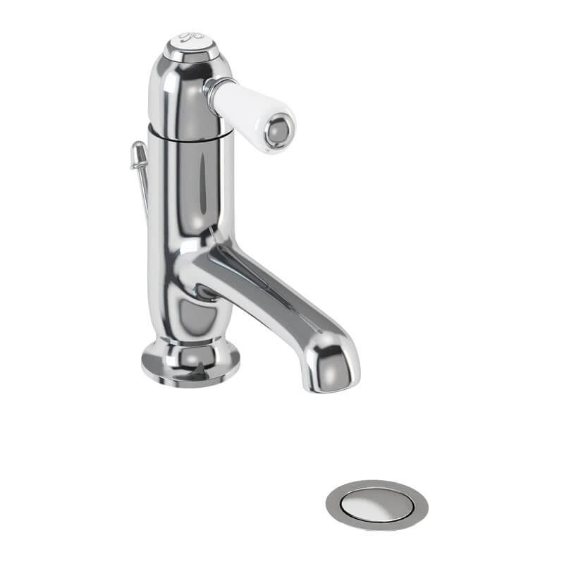Burlington Chelsea Chrome Straight Spout Basin Mixer with Pop - Up Waste - CH20 - TAP 'N' SHOWER