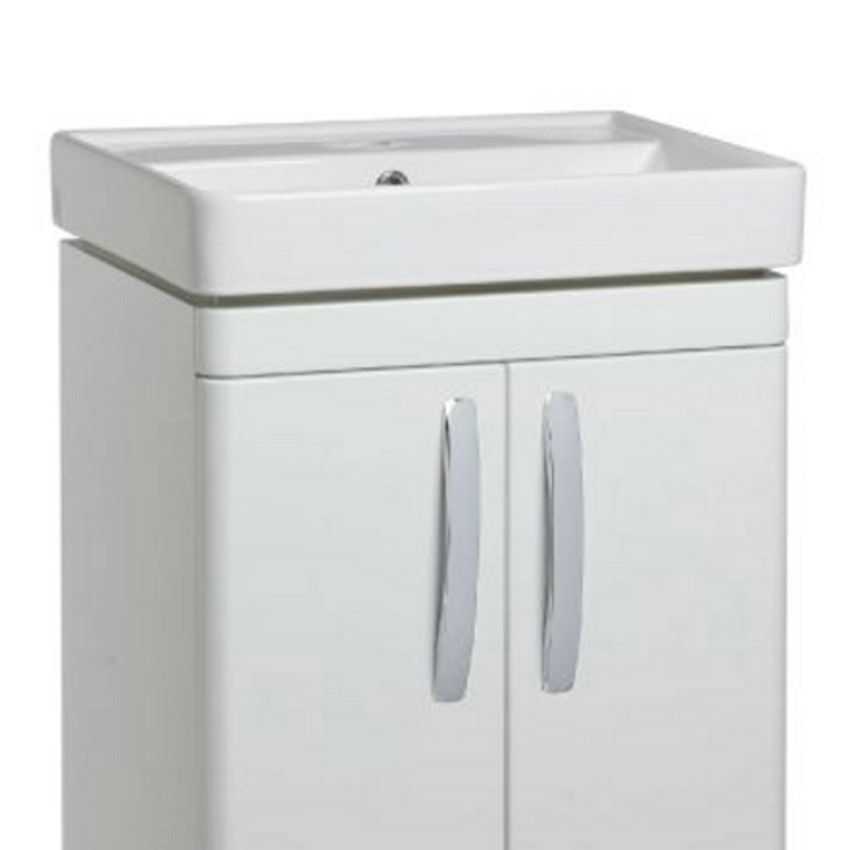 Tavistock Compass Ceramic White 500mm basin with cabinet and single tap hole for modern bathrooms