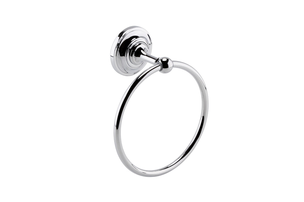 Launde Abbey Victrion Classic Rounded Towel Ring - Brushed Chrome - TAP 'N' SHOWER