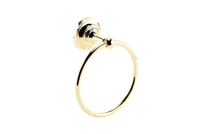 Launde Abbey Victrion Classic Rounded Towel Ring - Brushed Gold - TAP 'N' SHOWER