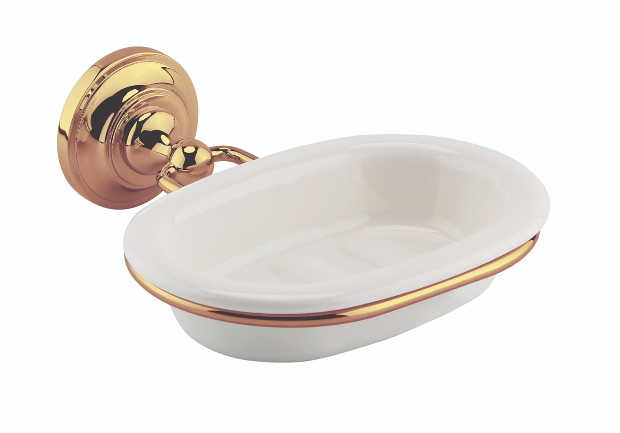 Launde Abbey Victrion Ceramic Soap Dish Holder - Brushed Copper - TAP 'N' SHOWER