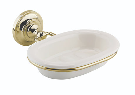 Launde Abbey Victrion Ceramic Soap Dish Holder - Brushed Gold - TAP 'N' SHOWER
