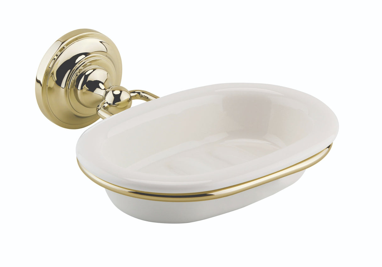 Launde Abbey Victrion Ceramic Soap Dish Holder - Gold - TAP 'N' SHOWER