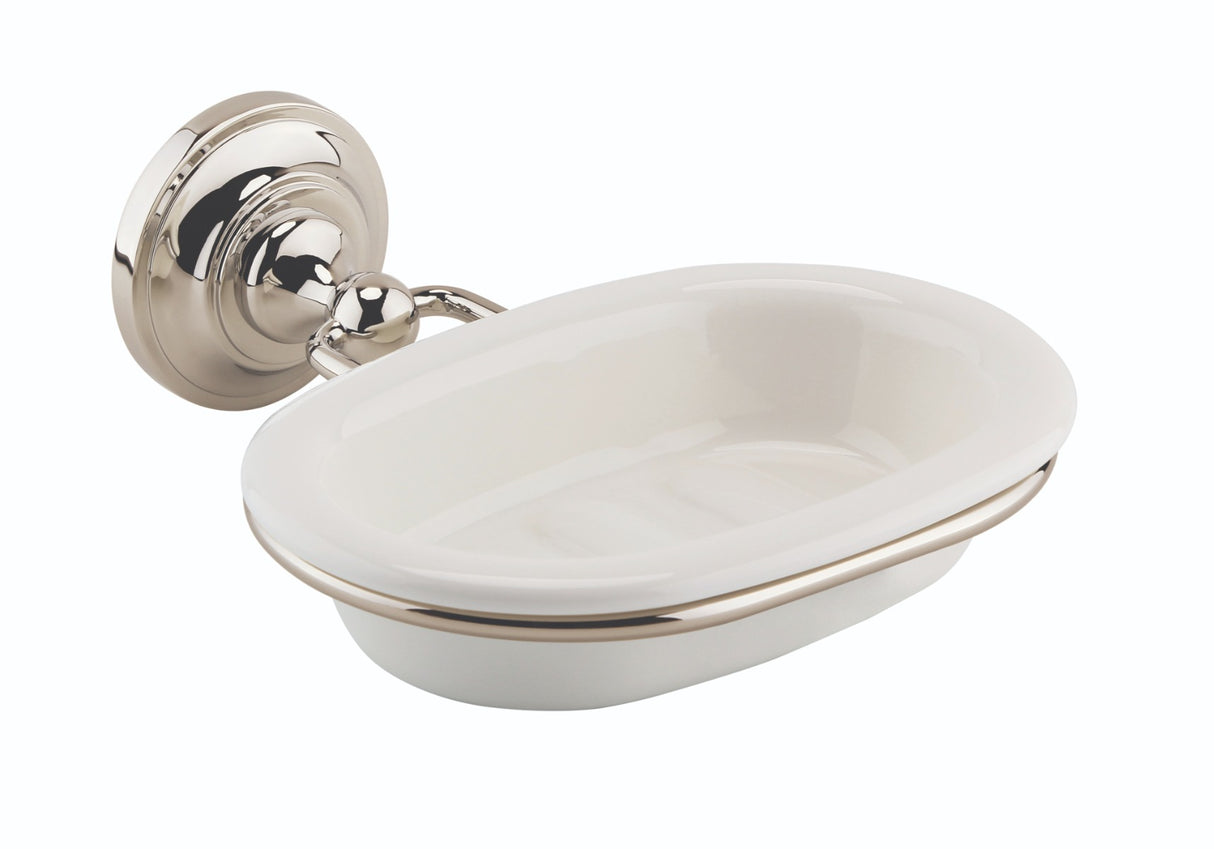 Launde Abbey Victrion Ceramic Soap Dish Holder - Nickel - TAP 'N' SHOWER