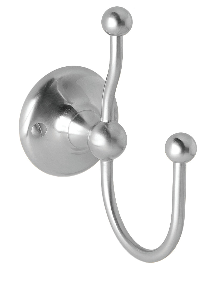 Launde Abbey Victrion Double Robe Hook - Brushed Chrome - TAP 'N' SHOWER
