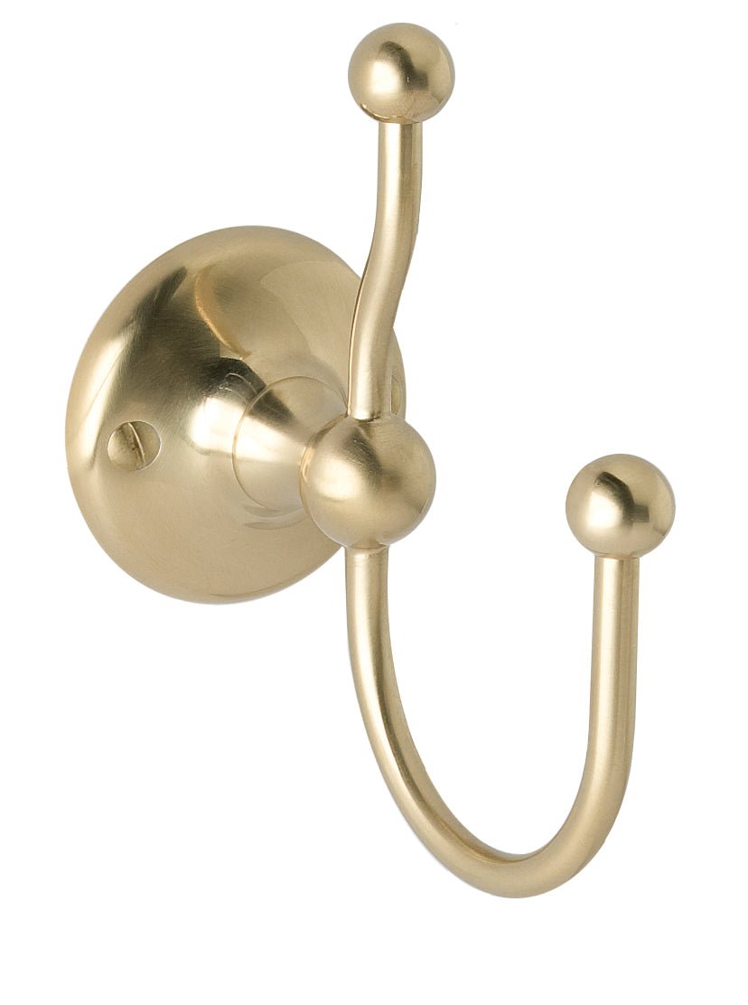 Launde Abbey Victrion Double Robe Hook - Brushed Gold - TAP 'N' SHOWER