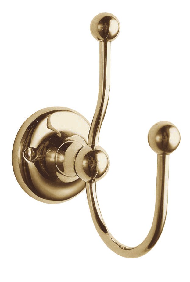 Launde Abbey Victrion Double Robe Hook - Gold - TAP 'N' SHOWER