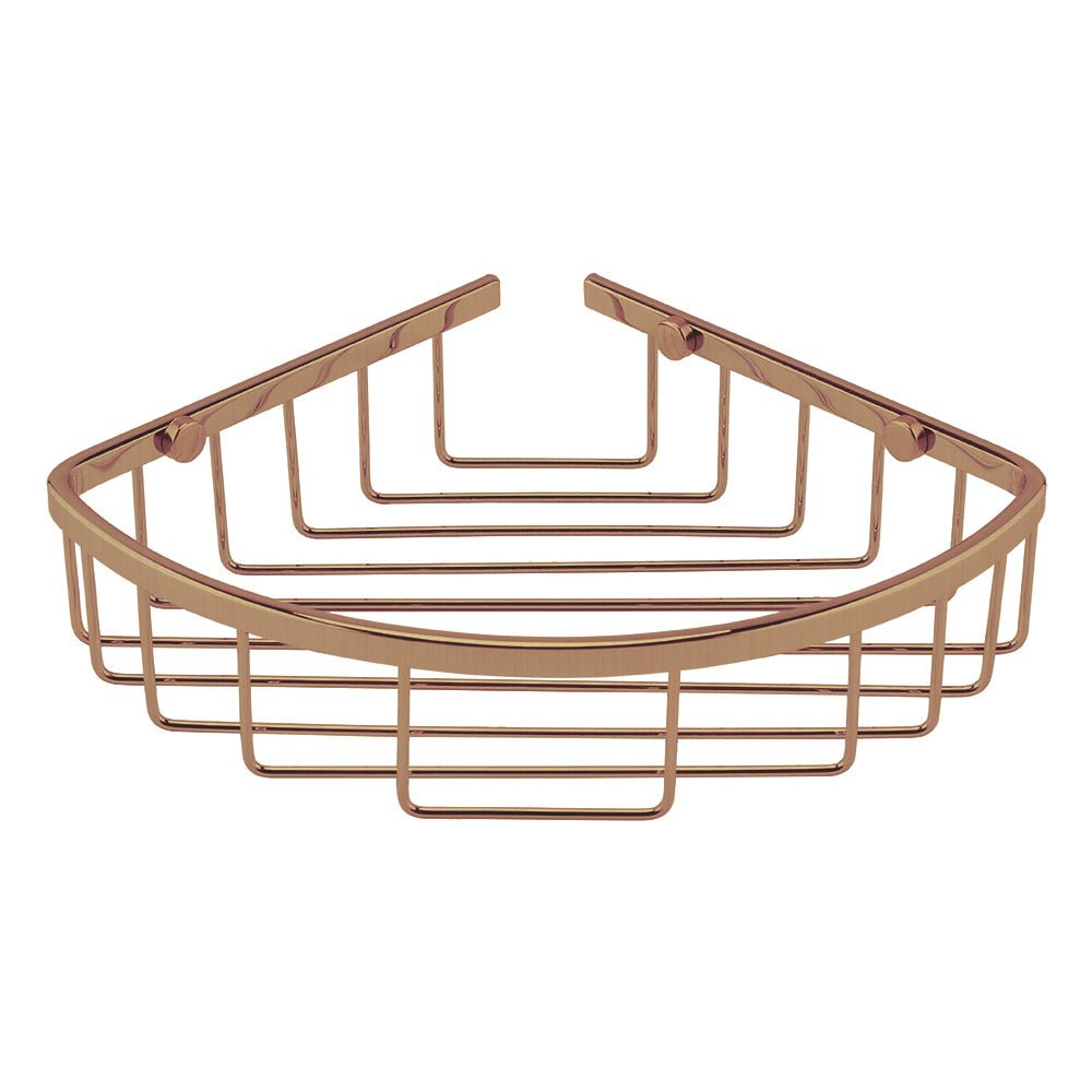 Launde Abbey Victrion Corner Shower Basket - Brushed Copper - TAP 'N' SHOWER
