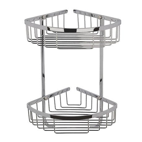 Launde Abbey Victrion Double Corner Shower Basket - Brushed Chrome - TAP 'N' SHOWER