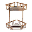 Launde Abbey Victrion Double Corner Shower Basket - Brushed gold - TAP 'N' SHOWER