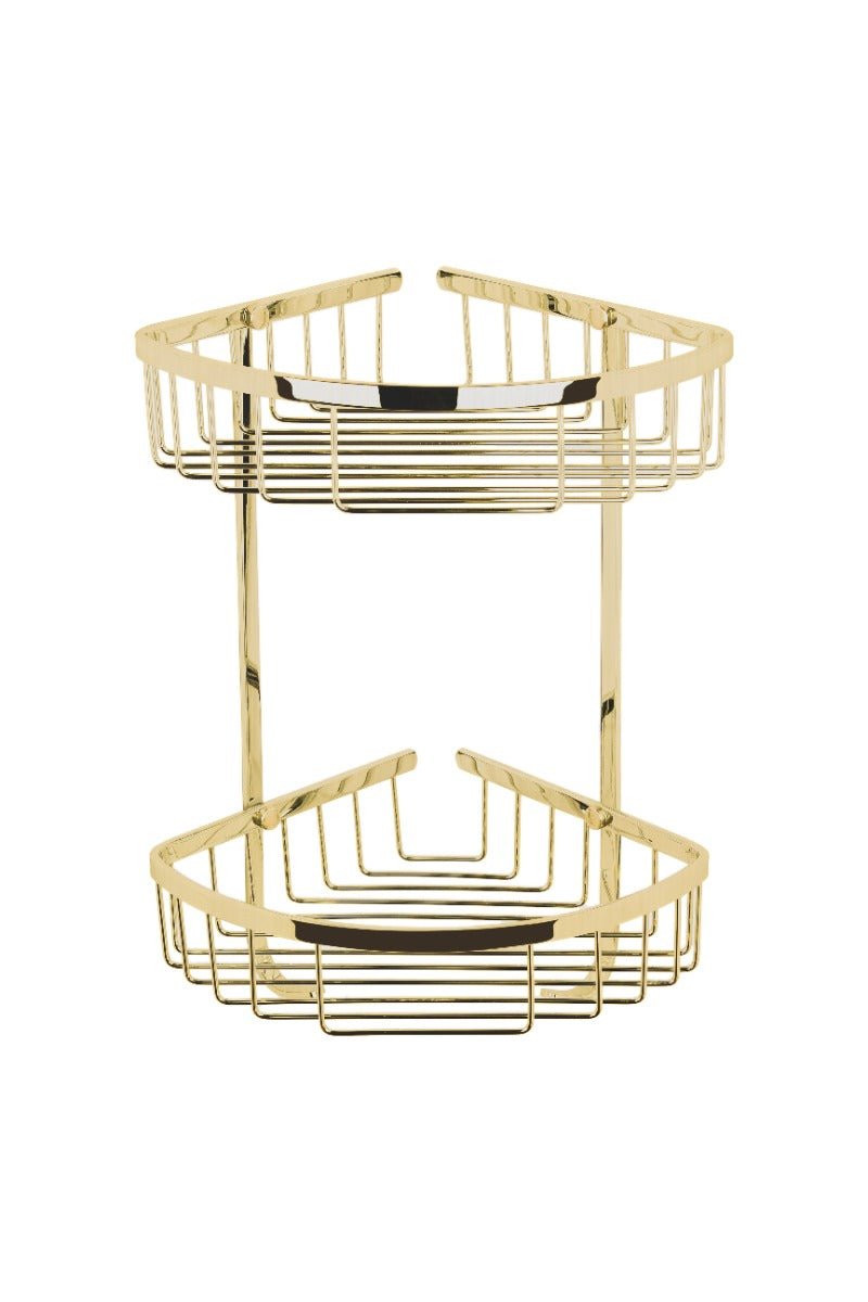 Launde Abbey Victrion Double Corner Shower Basket - Brushed nickel - TAP 'N' SHOWER