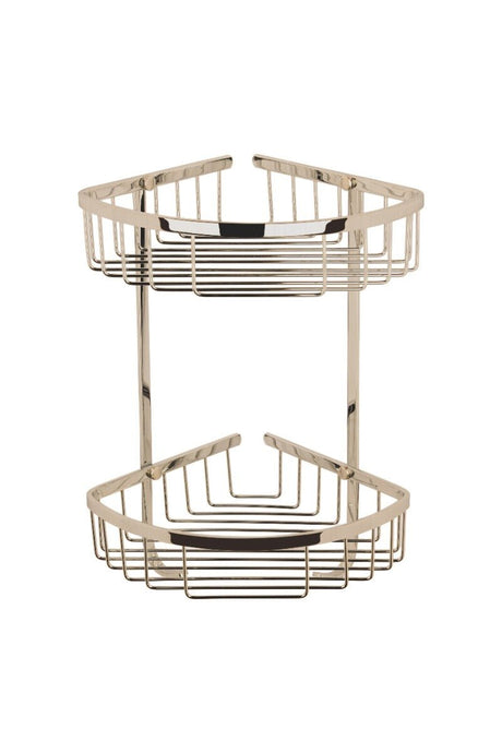 Launde Abbey Victrion Traditional Design Double Corner Shower Basket - Brushed nickel - TAP 'N' SHOWER
